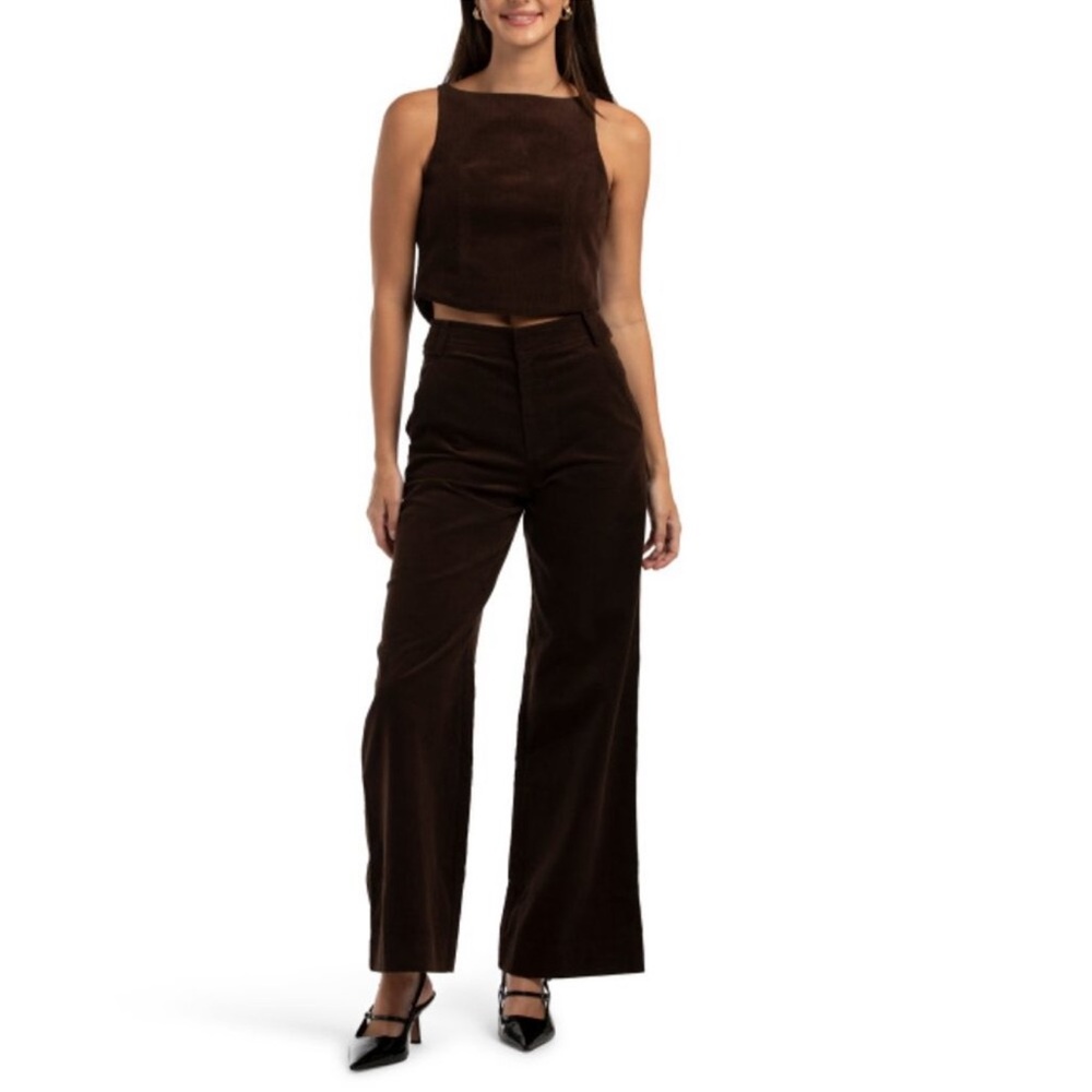 WAYF espresso Corduroy Tank And Pants Set NEW